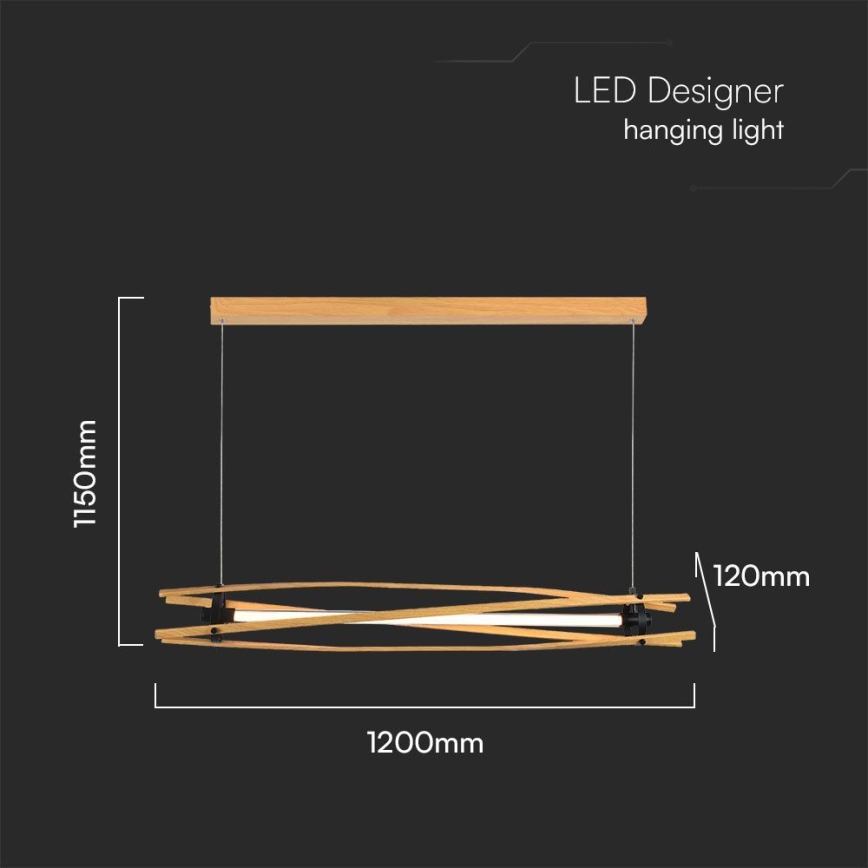 LED ljuskrona med textilsladd LED/15W/230V 3000K brun