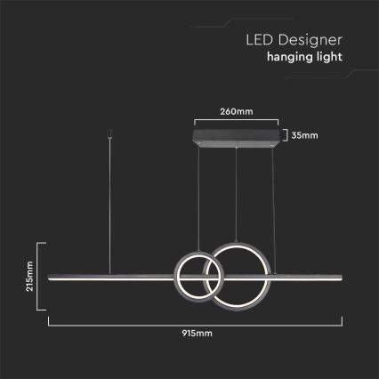 LED ljuskrona med textilsladd LED/15W/230V 4000K 80 cm svart