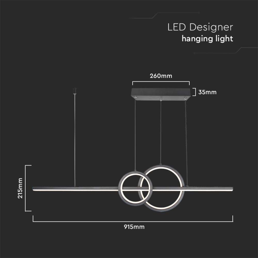 LED ljuskrona med textilsladd LED/15W/230V 4000K 80 cm svart