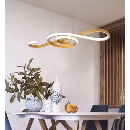 LED ljuskrona med textilsladd LED/18W/230V 3000K guld