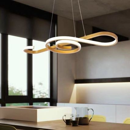 LED ljuskrona med textilsladd LED/18W/230V 3000K guld