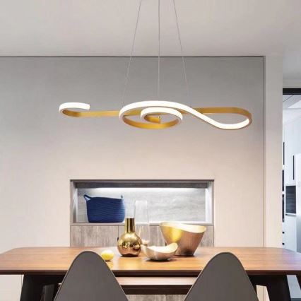 LED ljuskrona med textilsladd LED/18W/230V 3000K guld