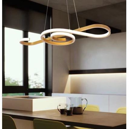 LED ljuskrona med textilsladd LED/18W/230V 3000K guld