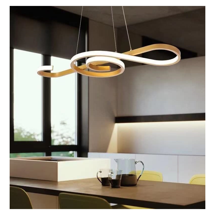 LED ljuskrona med textilsladd LED/18W/230V 3000K guld
