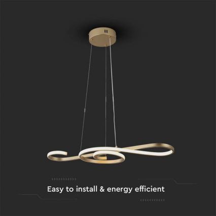 LED ljuskrona med textilsladd LED/18W/230V 3000K guld
