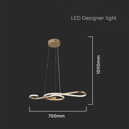 LED ljuskrona med textilsladd LED/18W/230V 3000K guld
