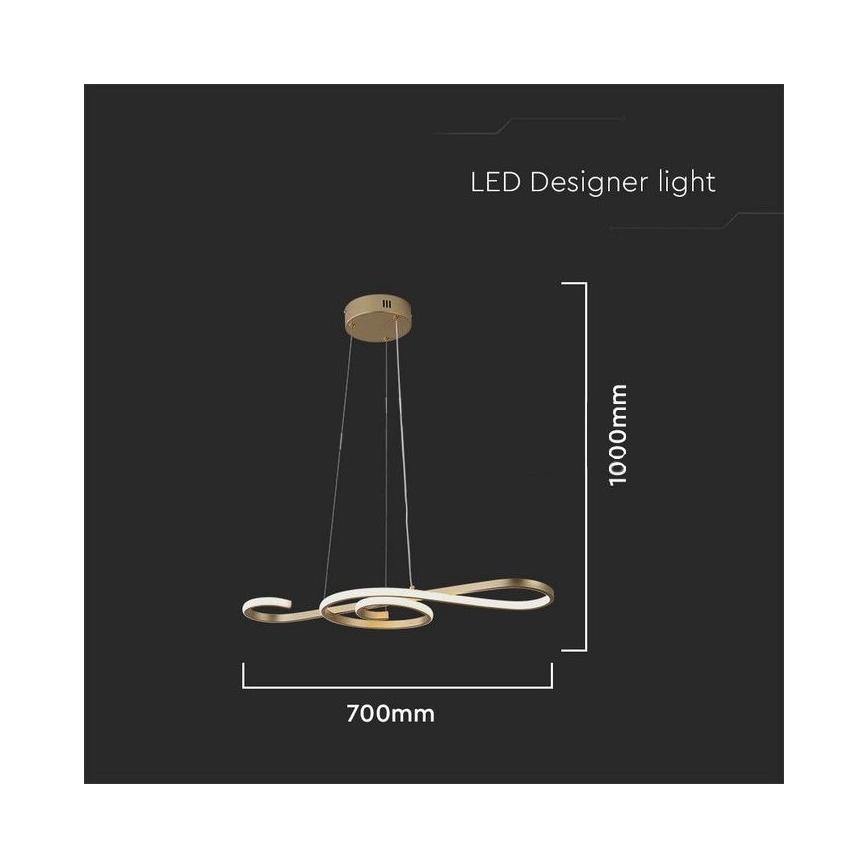 LED ljuskrona med textilsladd LED/18W/230V 3000K guld