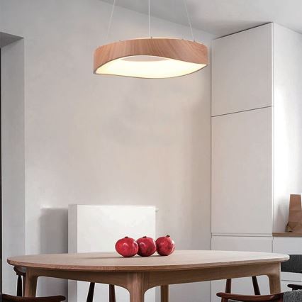 LED ljuskrona med textilsladd LED/18W/230V 3000K ø 40 cm brun