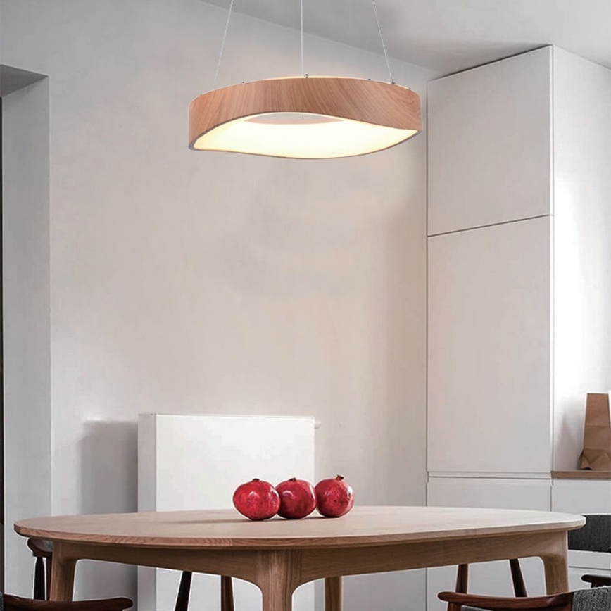 LED ljuskrona med textilsladd LED/18W/230V 3000K ø 40 cm brun