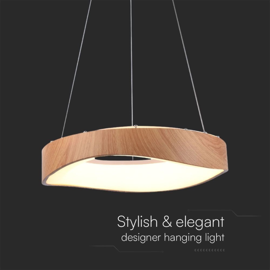 LED ljuskrona med textilsladd LED/18W/230V 3000K ø 40 cm brun