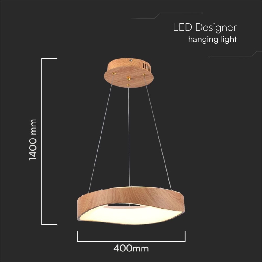 LED ljuskrona med textilsladd LED/18W/230V 3000K ø 40 cm brun