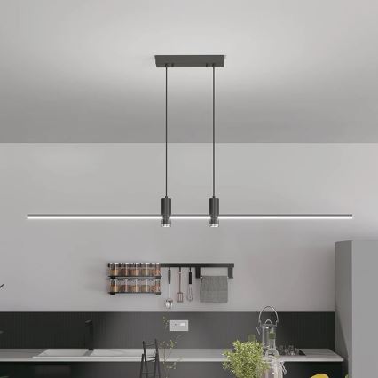 LED ljuskrona med textilsladd LED/19W/230V 4000K svart