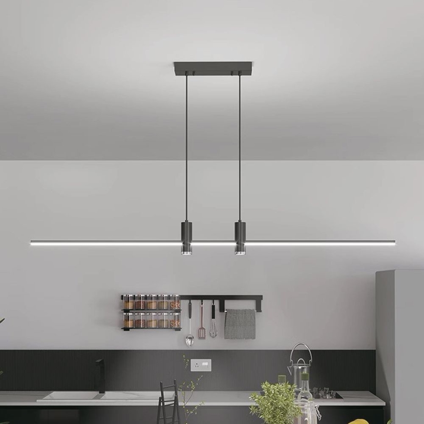 LED ljuskrona med textilsladd LED/19W/230V 4000K svart