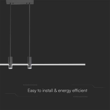LED ljuskrona med textilsladd LED/19W/230V 4000K svart