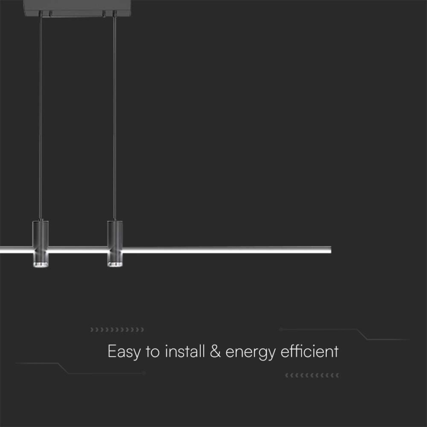 LED ljuskrona med textilsladd LED/19W/230V 4000K svart