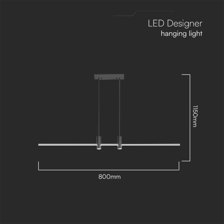 LED ljuskrona med textilsladd LED/19W/230V 4000K svart