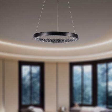 LED ljuskrona med textilsladd LED/19W/230V 4000K svart