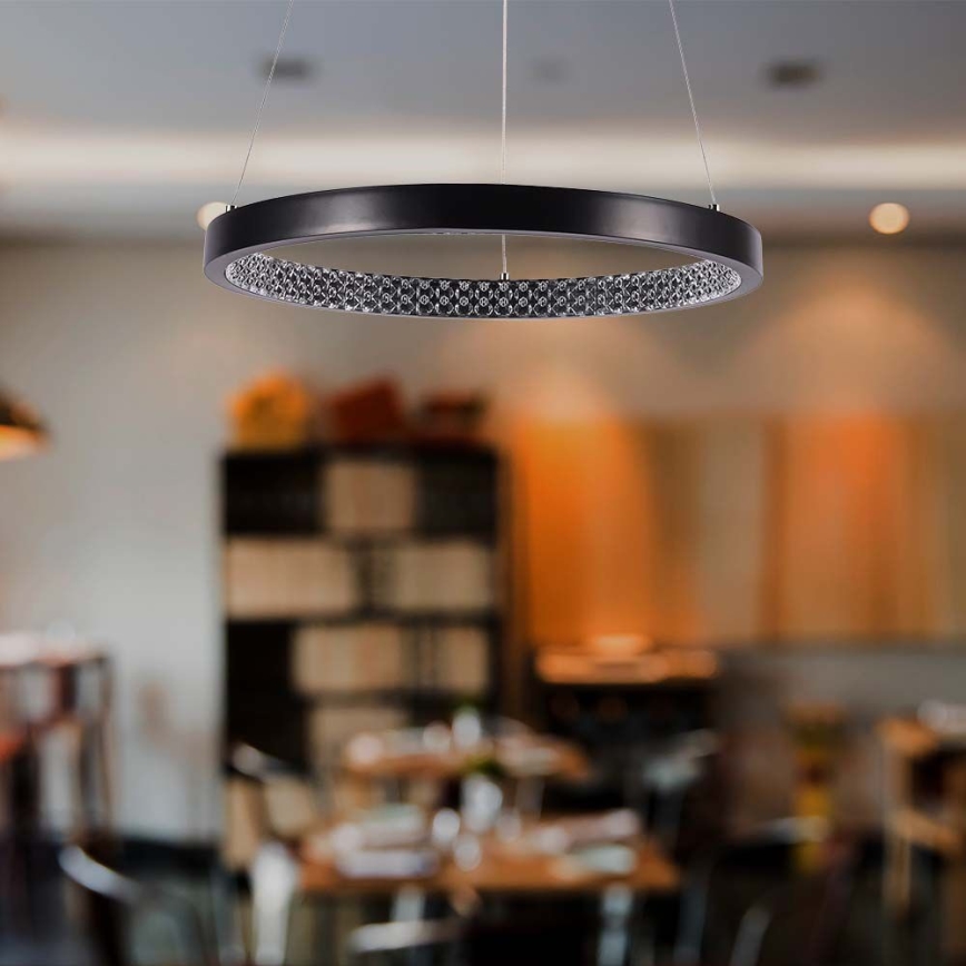 LED ljuskrona med textilsladd LED/19W/230V 4000K svart