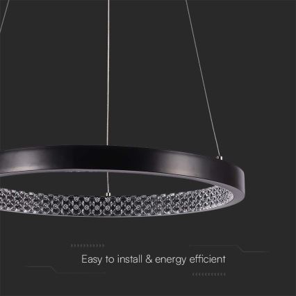 LED ljuskrona med textilsladd LED/19W/230V 4000K svart