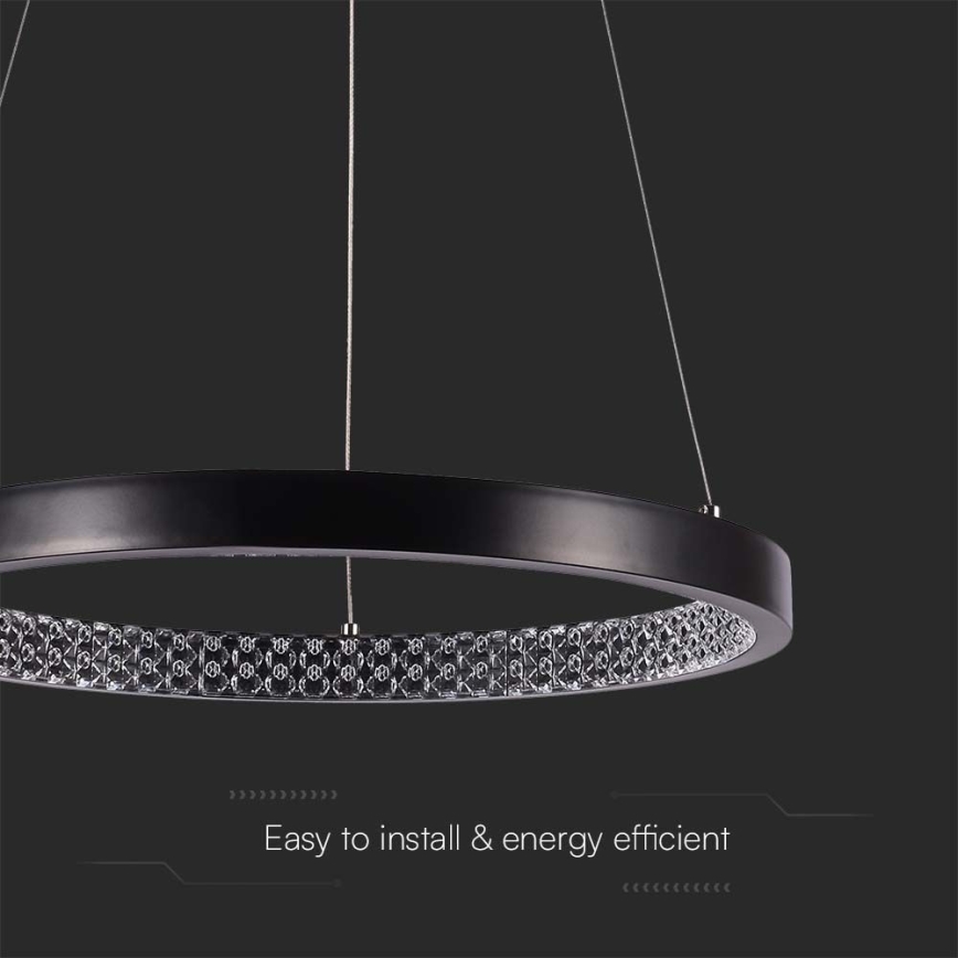 LED ljuskrona med textilsladd LED/19W/230V 4000K svart