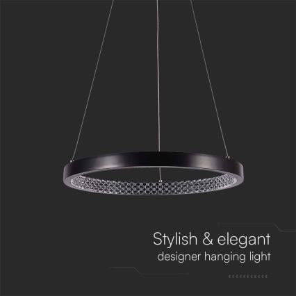 LED ljuskrona med textilsladd LED/19W/230V 4000K svart