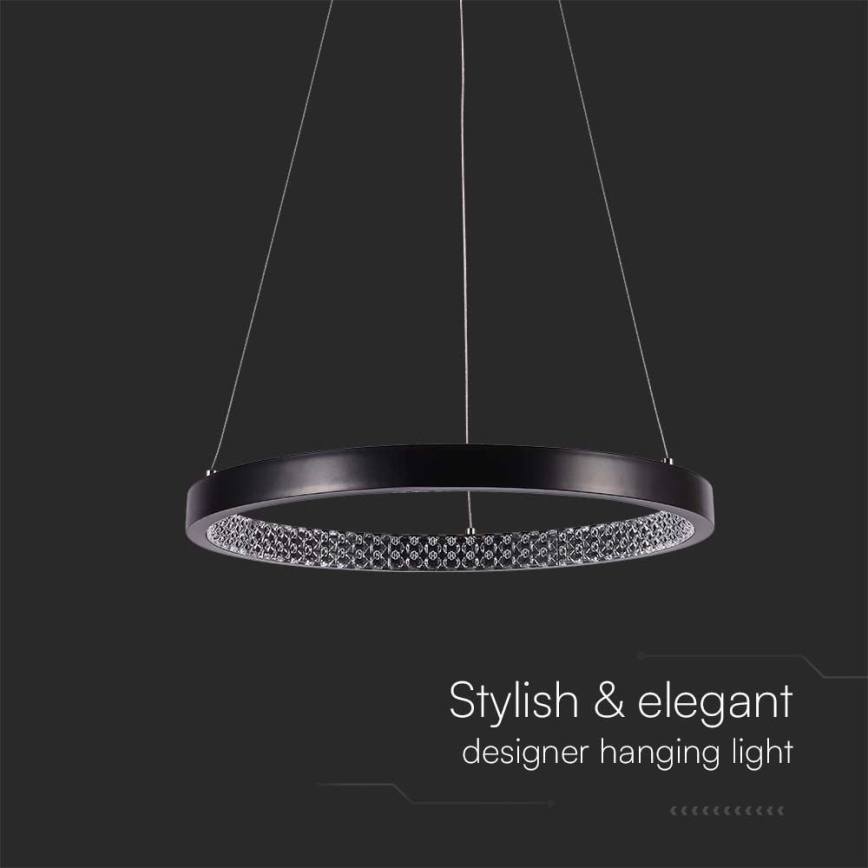 LED ljuskrona med textilsladd LED/19W/230V 4000K svart