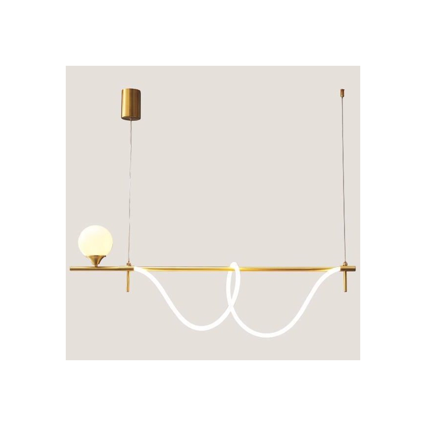 LED ljuskrona med textilsladd LED/20W/230V + 1xG9/10W/230V 3000K guld
