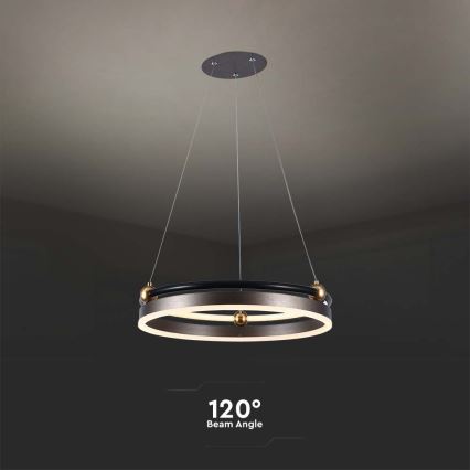 LED ljuskrona med textilsladd LED/20W/230V 3000K diameter 42 cm brun