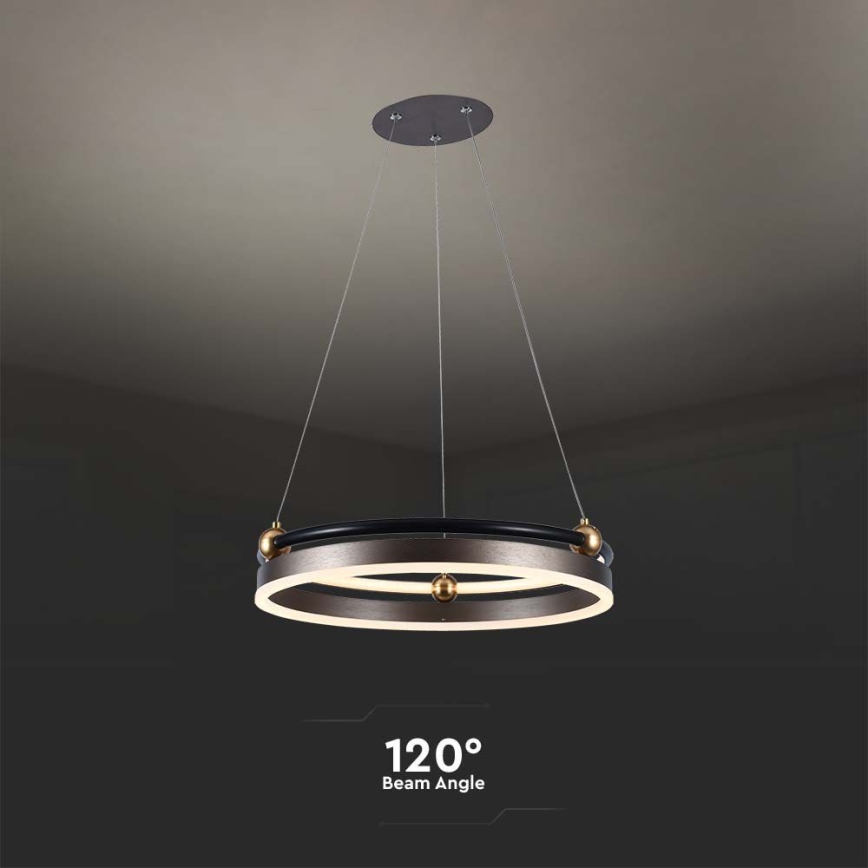 LED ljuskrona med textilsladd LED/20W/230V 3000K diameter 42 cm brun