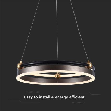 LED ljuskrona med textilsladd LED/20W/230V 3000K diameter 42 cm brun