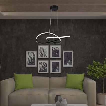 LED ljuskrona med textilsladd LED/20W/230V 3000K svart