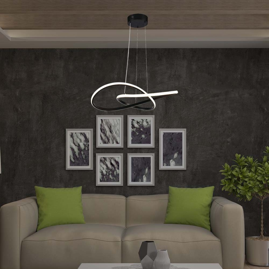LED ljuskrona med textilsladd LED/20W/230V 3000K svart