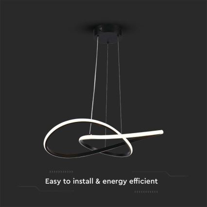 LED ljuskrona med textilsladd LED/20W/230V 3000K svart