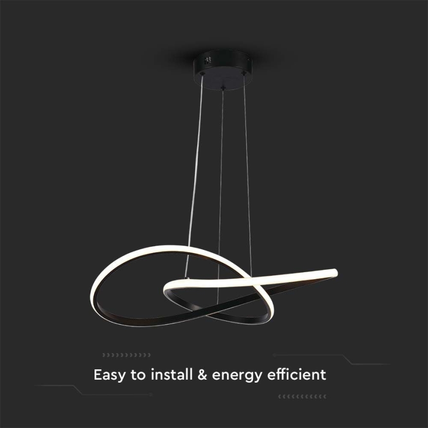 LED ljuskrona med textilsladd LED/20W/230V 3000K svart