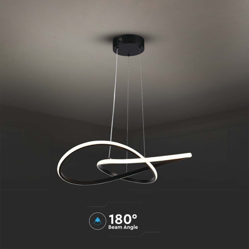 LED ljuskrona med textilsladd LED/20W/230V 3000K svart