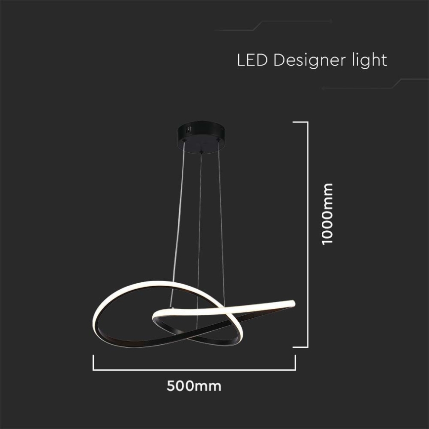 LED ljuskrona med textilsladd LED/20W/230V 3000K svart