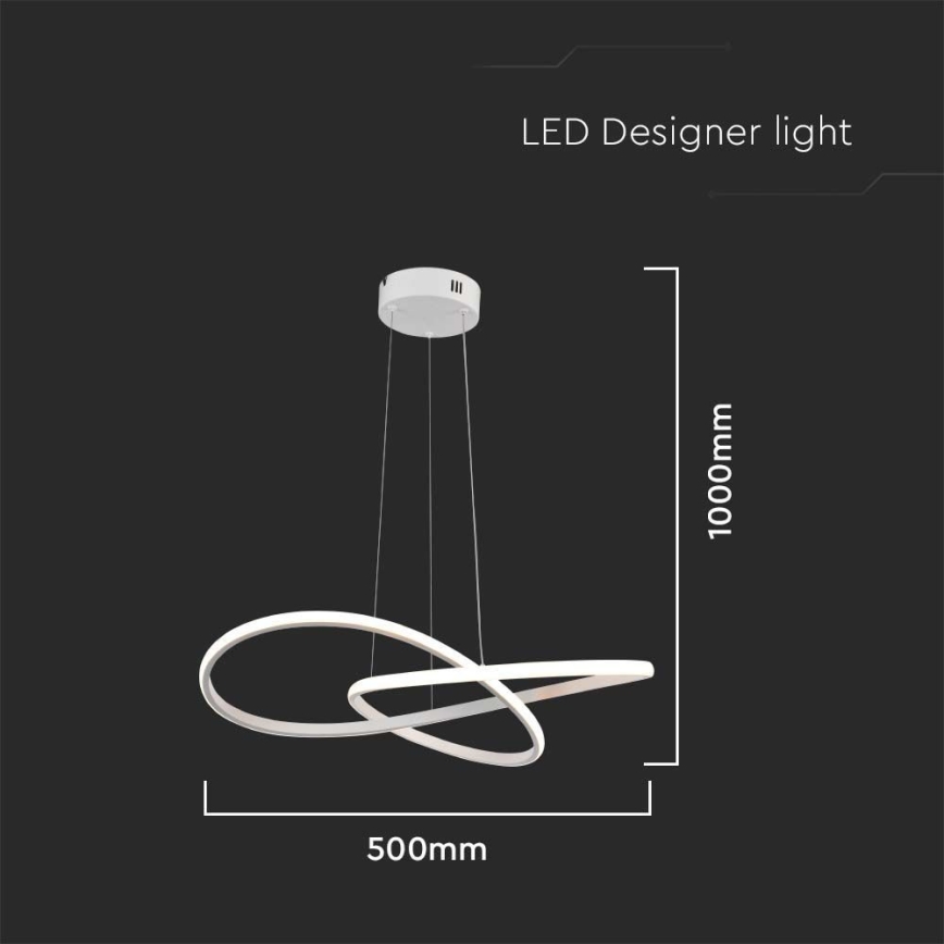 LED ljuskrona med textilsladd LED/20W/230V 3000K vit