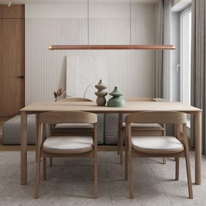 LED ljuskrona med textilsladd LED/22W/230V 4000K 120 cm ask/massivt trä