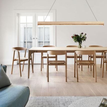 LED ljuskrona med textilsladd LED/22W/230V 4000K 120 cm ask/massivt trä