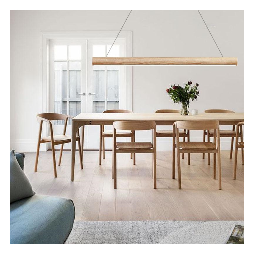 LED ljuskrona med textilsladd LED/22W/230V 4000K 120 cm ask/massivt trä
