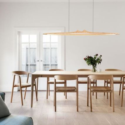 LED ljuskrona med textilsladd LED/22W/230V 4000K 120 cm ask/massivt trä