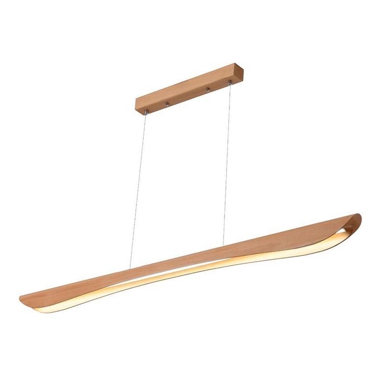 LED ljuskrona med textilsladd LED/22W/230V 4000K 120 cm bok/massivt trä