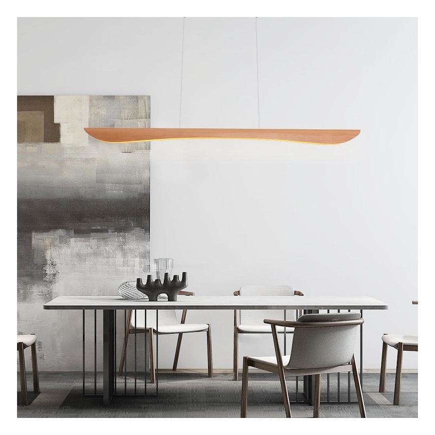 LED ljuskrona med textilsladd LED/22W/230V 4000K 120 cm bok/massivt trä