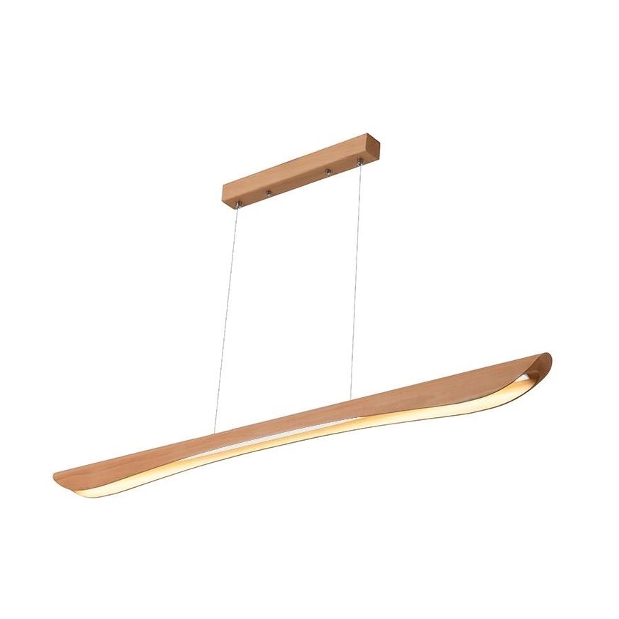 LED ljuskrona med textilsladd LED/22W/230V 4000K 120 cm bok/massivt trä