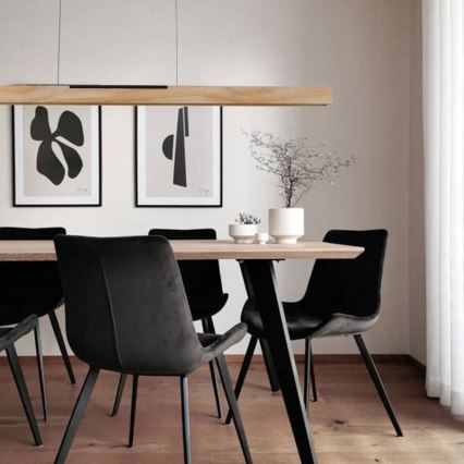 LED ljuskrona med textilsladd LED/22W/230V 4000K 120 cm tall/massivt trä