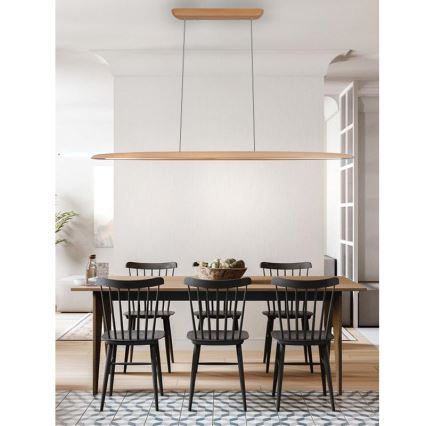 LED ljuskrona med textilsladd LED/22W/230V 4000K 130 cm bok/massivt trä