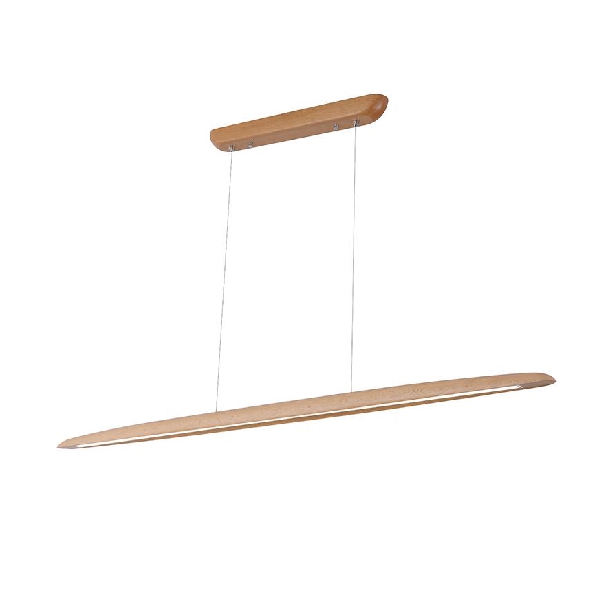 LED ljuskrona med textilsladd LED/22W/230V 4000K 130 cm bok/massivt trä