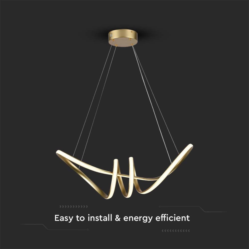 LED ljuskrona med textilsladd LED/24W/230V 3000K guld