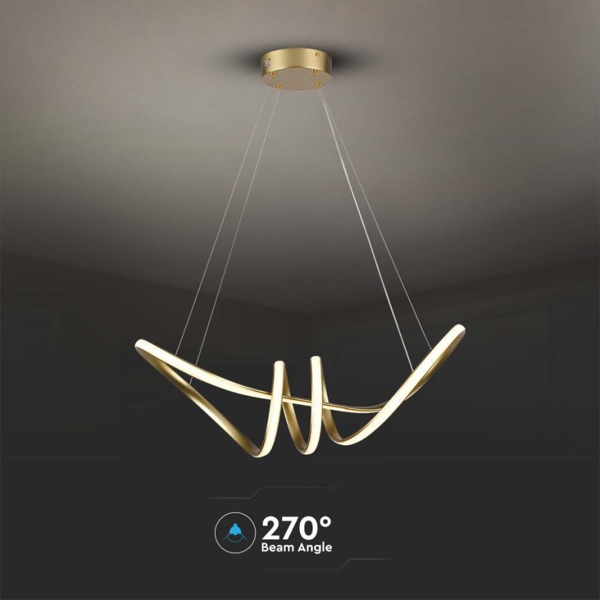 LED ljuskrona med textilsladd LED/24W/230V 3000K guld