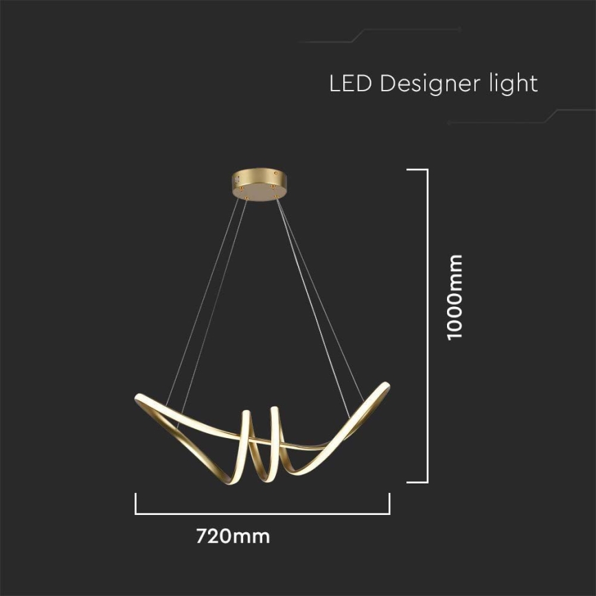 LED ljuskrona med textilsladd LED/24W/230V 3000K guld